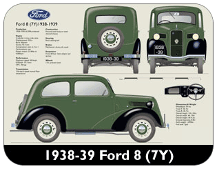 Ford 8 (7Y) 1938-39 Place Mat, Medium